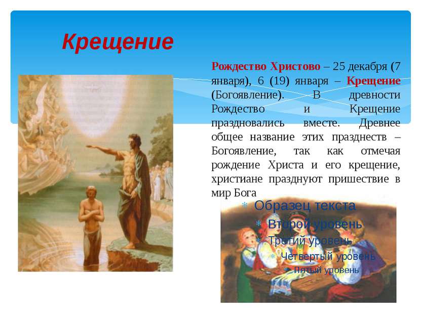 Крещение Рождество Христово – 25 декабря (7 января), 6 (19) января – Крещение...