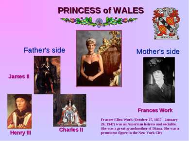 PRINCESS of WALES Father's side Mother's side Frances Work James II Henry III...