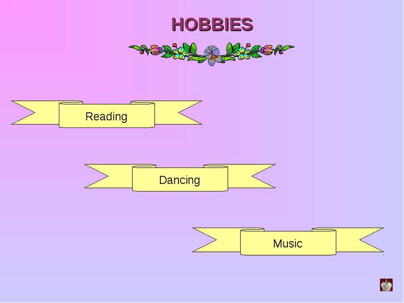 HOBBIES Reading Dancing Music