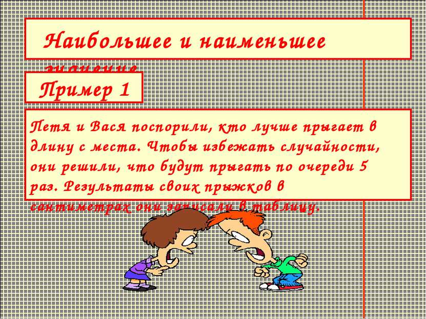 Наибольшее и наименьшее значение. Пример 1 Петя и Вася поспорили, кто лучше п...