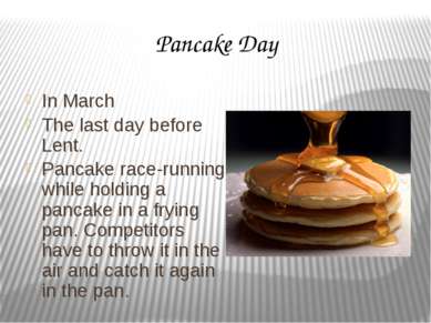 Pancake Day In March The last day before Lent. Pancake race-running while hol...