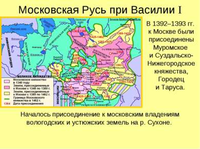 Московская Русь при Василии I В 1392–1393 гг. к Москве были присоединены Муро...