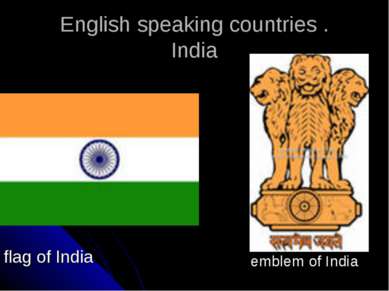 English speaking countries . India flag of India emblem of India