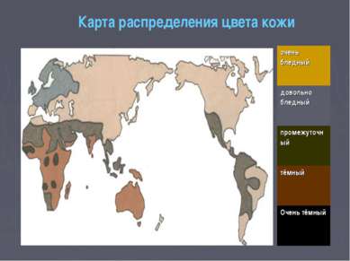 Карта распределения цвета кожи очень бледный довольно бледный промежуточный т...