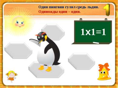 Один пингвин гулял средь льдин. Одиножды один – один. 1х1=1