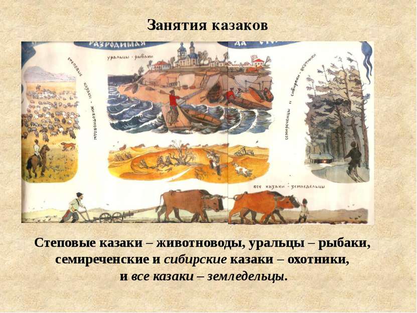 Степовые казаки – животноводы, уральцы – рыбаки, семиреченские и сибирские ка...