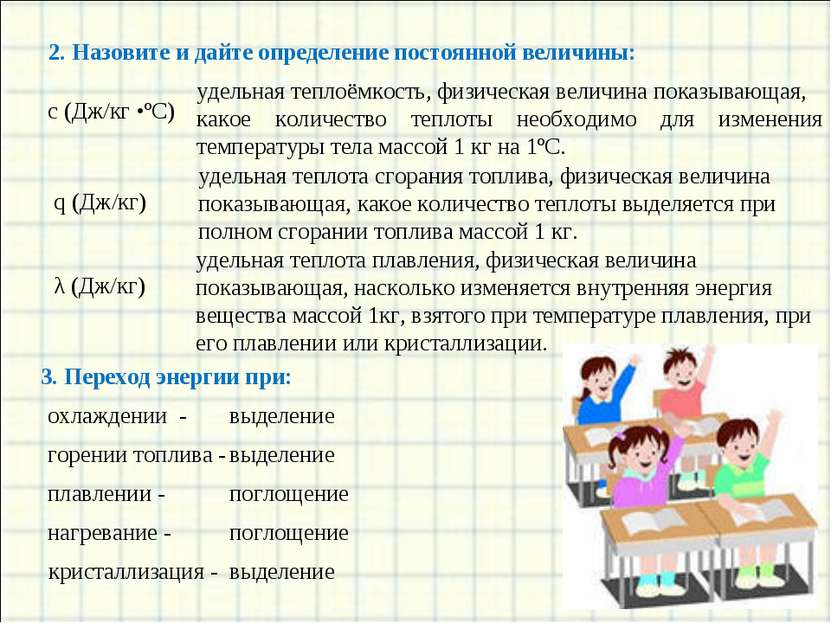 3. Переход энергии при: охлаждении - выделение горении топлива - выделение пл...