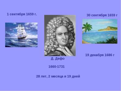1 сентября 1659 г. 30 сентября 1659 г 19 декабря 1686 г 28 лет, 2 месяца и 19...