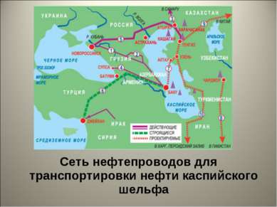 Сеть нефтепроводов для транспортировки нефти каспийского шельфа