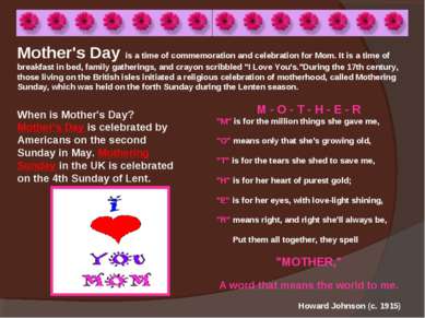 Mother's Day is a time of commemoration and celebration for Mom. It is a time...