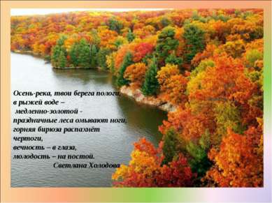 Осень-река, твои берега пологи, в рыжей воде – медленно-золотой - праздничные...