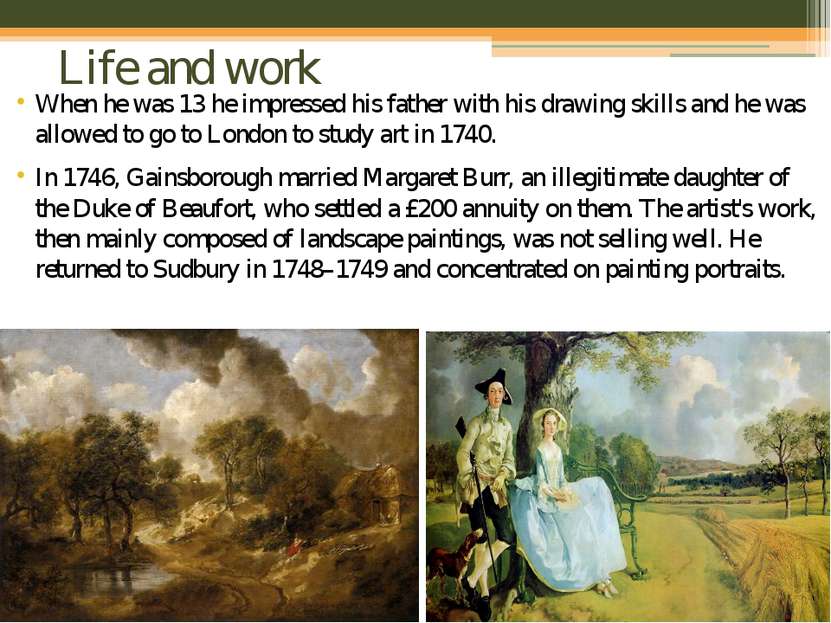 Life and work When he was 13 he impressed his father with his drawing skills ...