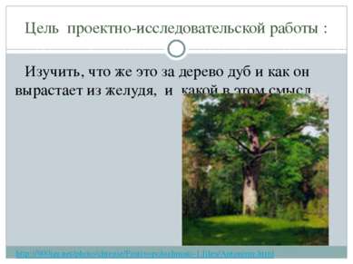 Цель проектно-исследовательской работы : Изучить, что же это за дерево дуб и ...