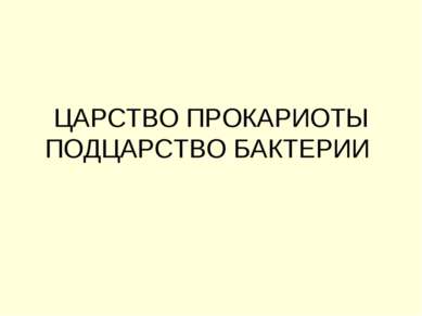 ЦАРСТВО ПРОКАРИОТЫ ПОДЦАРСТВО БАКТЕРИИ