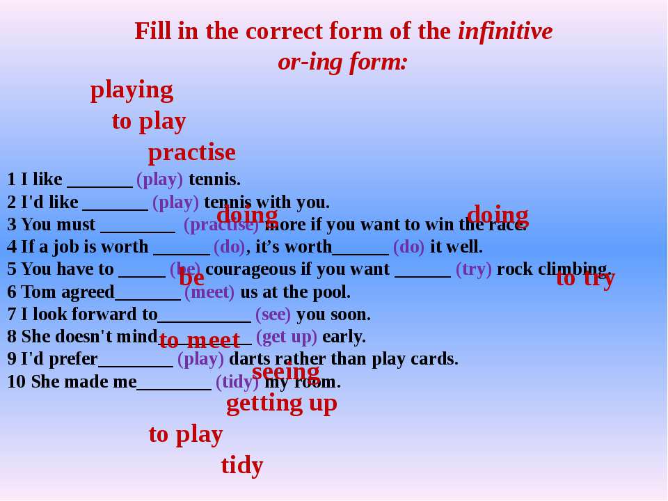Правильная форма глагола Play в предложении John Play Tennis yesterday.