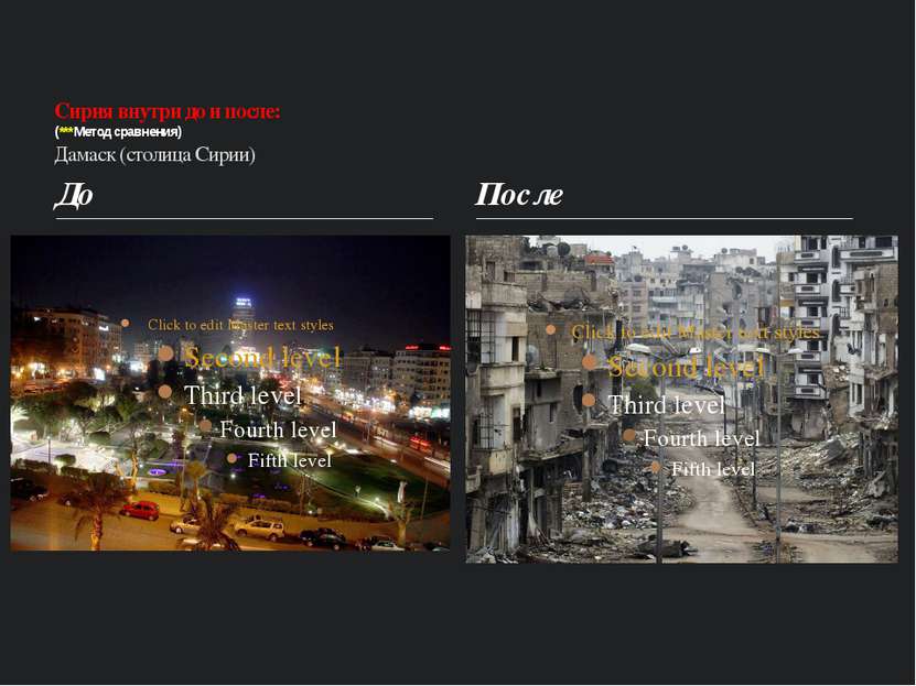 До Сирия внутри до и после: (***Метод сравнения) Дамаск (столица Сирии) После