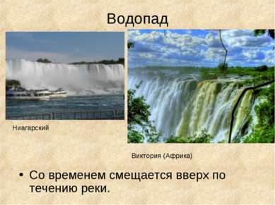 Водопад Со временем смещается вверх по течению реки. Ниагарский Виктория (Афр...