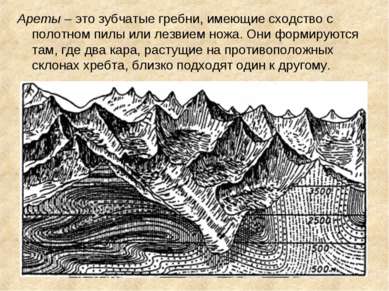 Ареты – это зубчатые гребни, имеющие сходство с полотном пилы или лезвием нож...