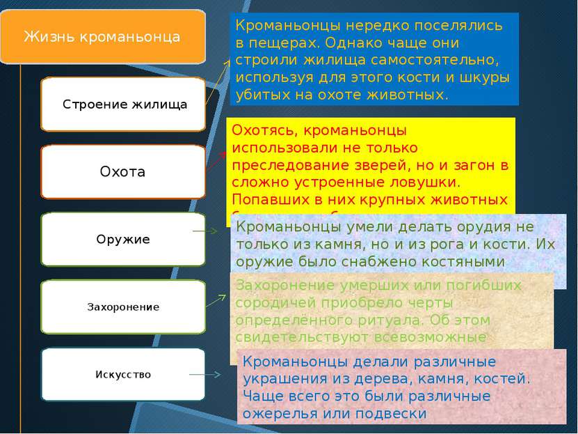 Кроманьонцы нередко поселялись в пещерах. Однако чаще они строили жилища само...