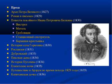 Проза Арап Петра Великого (1827) Роман в письмах (1829) Повести покойного Ива...