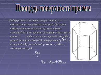 Поверхность многогранника состоит из конечного числа многоугольников. Площадь...