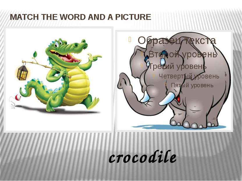 MATCH THE WORD AND A PICTURE crocodile