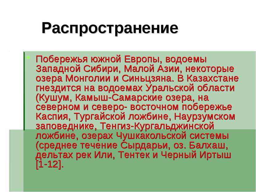 Распространение Побережья южной Европы, водоемы Западной Сибири, Малой Азии, ...