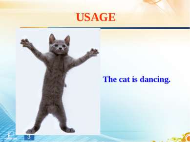 USAGE The cat is dancing. *