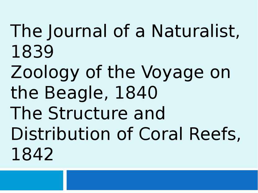 The Journal of a Naturalist, 1839 Zoology of the Voyage on the Beagle, 1840 T...