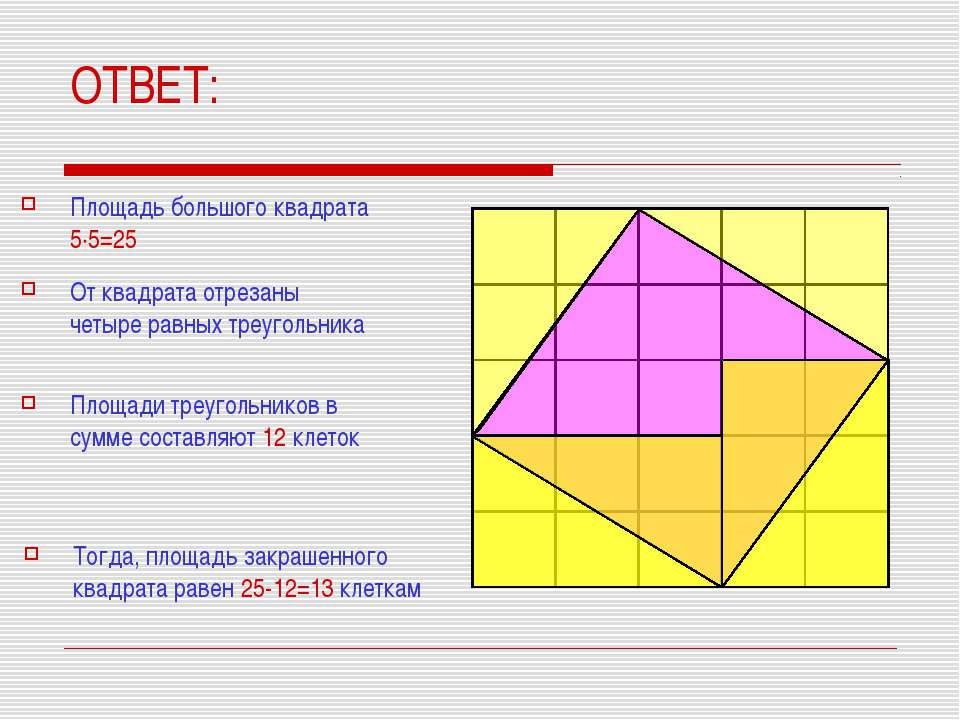 Разделить квадрат на 4 равных треугольника. Площадь треугольника в квадрате. Квадрат в квадрате. Задачи на площадь в квадратиках. Квадрат поделенный на треугольники.
