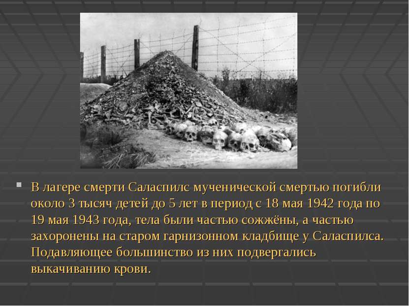 В лагере смерти Саласпилс мученической смертью погибли около 3 тысяч детей до...