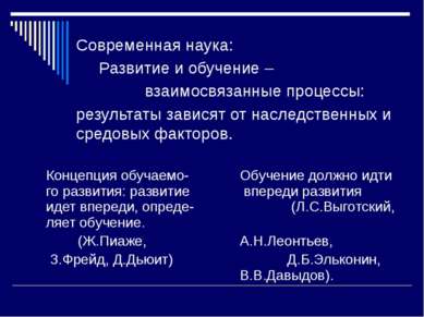 Современная наука: Развитие и обучение – взаимосвязанные процессы: результаты...