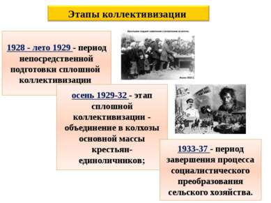 1928 - лето 1929 - период непосредственной подготовки сплошной коллективизаци...
