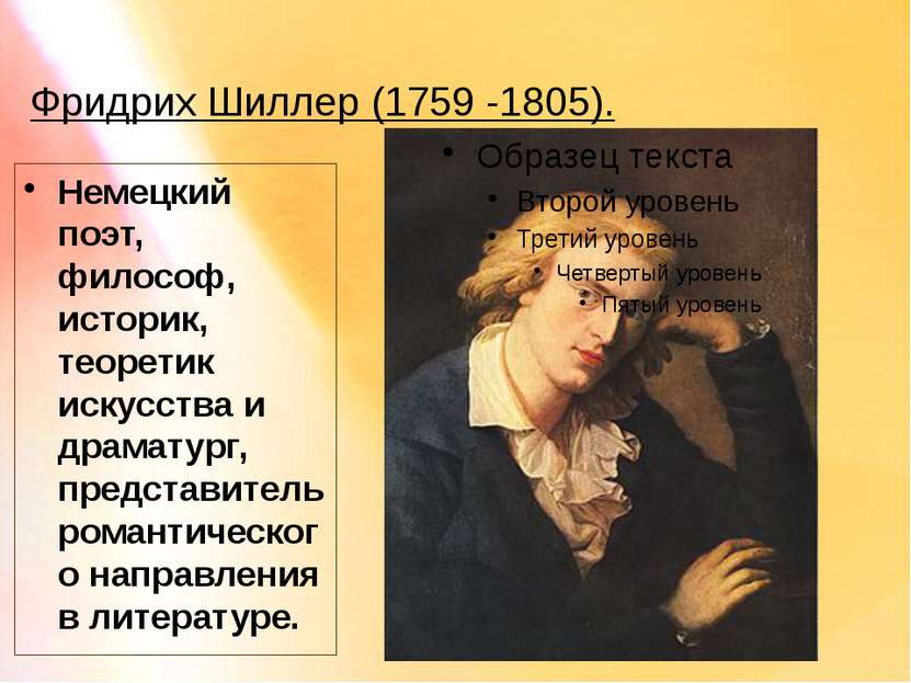 Фридрих Шиллер (1759 -1805). Немецкий поэт, философ, историк, теоретик искусс...