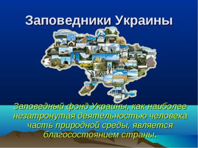 Заповедники Украины Заповедный фонд Украины, как наиболее незатронутая деятел...