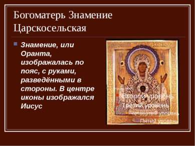 Богоматерь Знамение Царскосельская Знамение, или Оранта, изображалась по пояс...