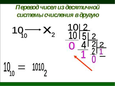 Перевод чисел из десятичной системы счисления в другую