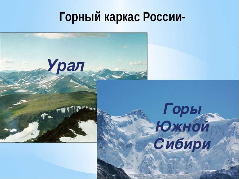 Горный каркас России- Урал Горы Южной Сибири