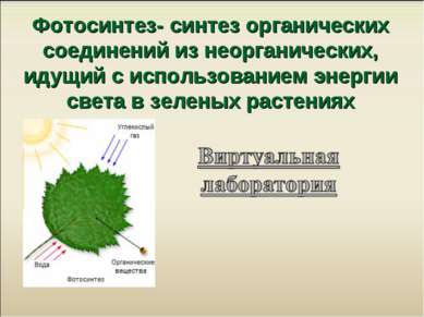 Фотосинтез- синтез органических соединений из неорганических, идущий с исполь...