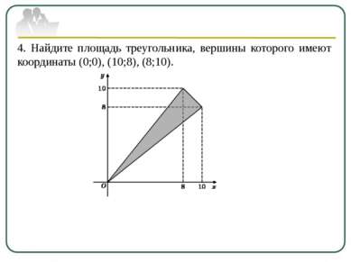 4. Найдите площадь треугольника, вершины которого имеют координаты (0;0), (10...
