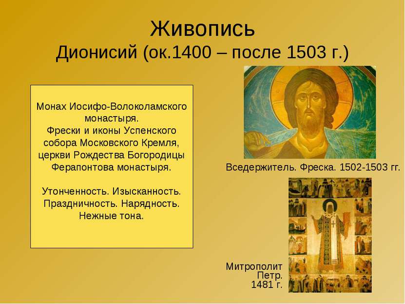 Живопись Дионисий (ок.1400 – после 1503 г.) Вседержитель. Фреска. 1502-1503 г...