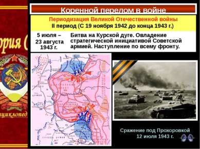 Коренной перелом в войне Сражение под Прохоровкой 12 июля 1943 г. Периодизаци...