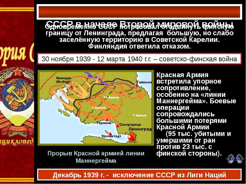СССР в начале Второй мировой войны Одновременно СССР потребовал отодвинуть фи...