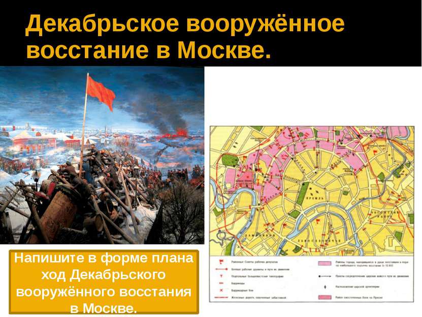 Декабрьское вооружённое восстание в Москве. Напишите в форме плана ход Декабр...