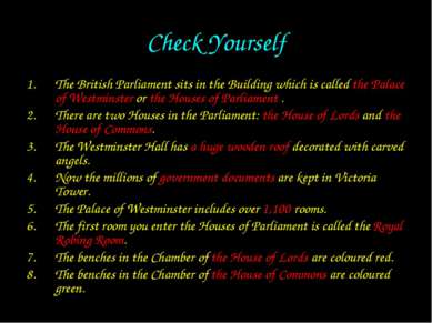 Check Yourself The British Parliament sits in the Building which is called th...
