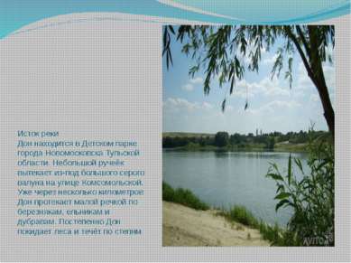 Исток реки Дон находится в Детском парке города Новомосковска Тульской област...