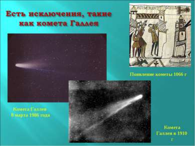 Появление кометы 1066 г Комета Галлея в 1910 г Комета Галлея 8 марта 1986 года