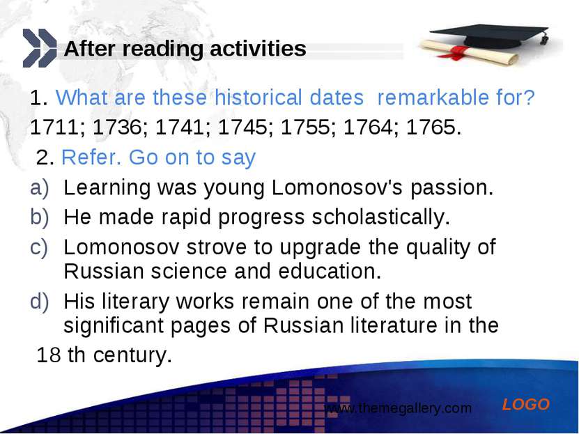 After reading activities 1. What are these historical dates remarkable for? 1...