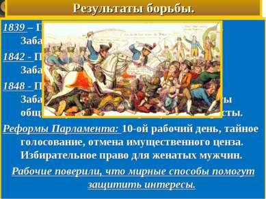 Результаты борьбы. 1839 – Парламент отверг Первую петицию. Забастовки. Аресты...