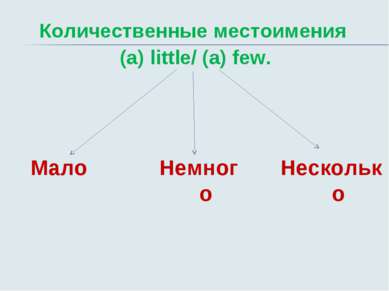 Количественные местоимения (a) little/ (a) few. Мало Несколько Немного